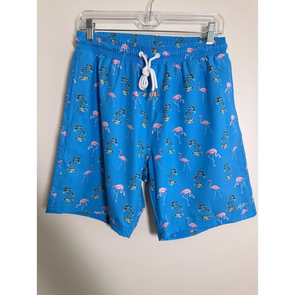 Angel Season Swim Trunks Mens S Blue NWT Flamingo Tropical Compression Liner